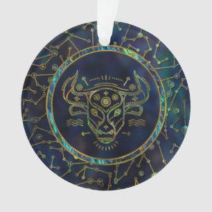 Ornamento Olmo Dourado do zodíaco do Taurus na constelaçã