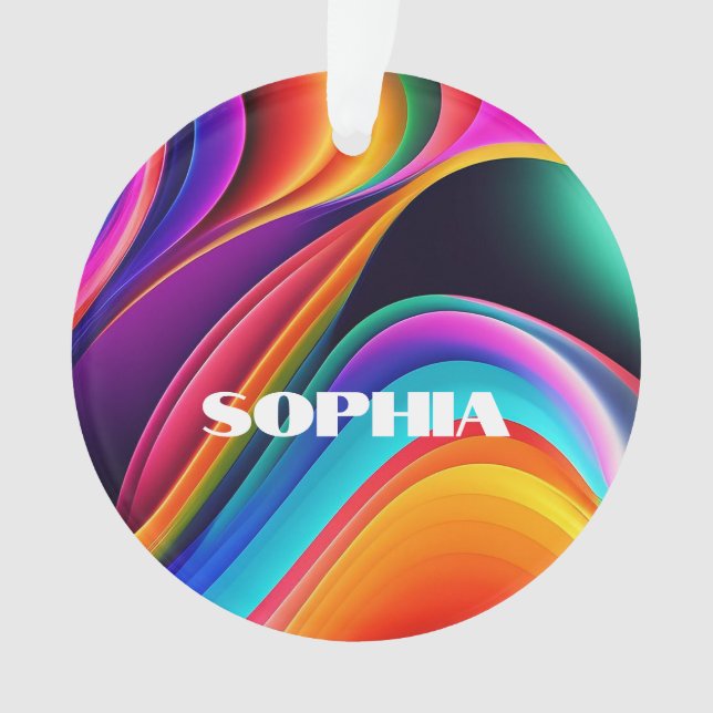 Ornamento Ondas Retroativas Coloridas Pessoais (Frente)
