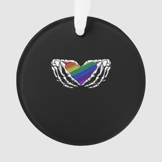 Ornamento Orgulho - Mãos de Esqueleto Segurando Cardíaco Clá (Frente)
