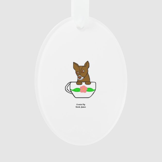 Ornamento Ornament Teacup Chihuahua Oval (Frente)