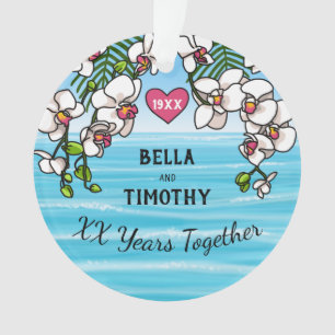 Ornamento Orquídeas Tropicais de Praia do Aniversário Pers