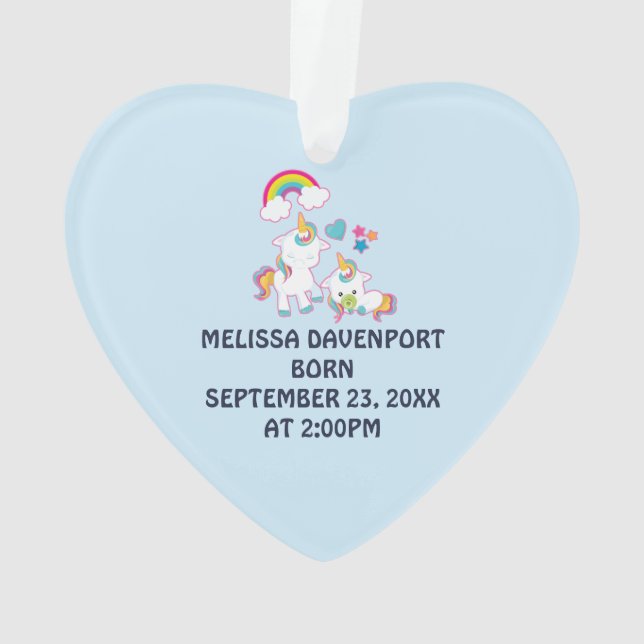 Ornamento Ótima mãe e bebê Unicórnios Tema Mágico (Verso)