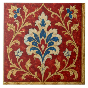 Ornamento Otomano Floral Vermelho de Iznik