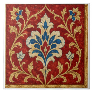 Ornamento Otomano Floral Vermelho de Iznik