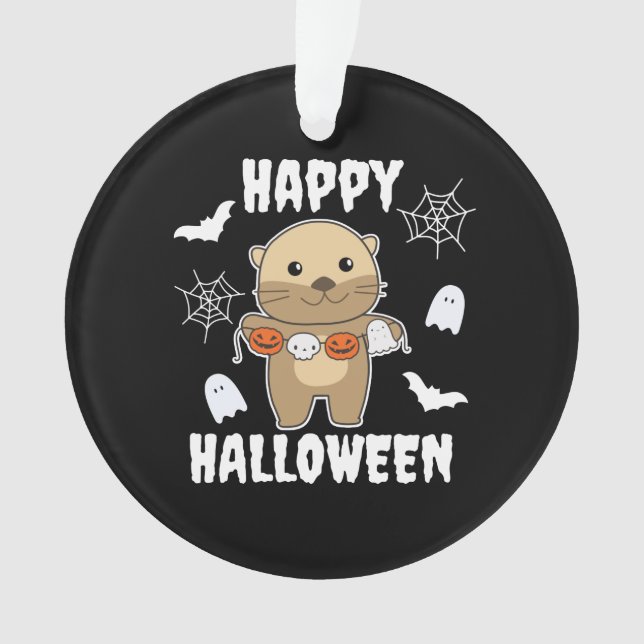 Ornamento Otter Happy Halloween Pumpkin Bat Costume (Frente)