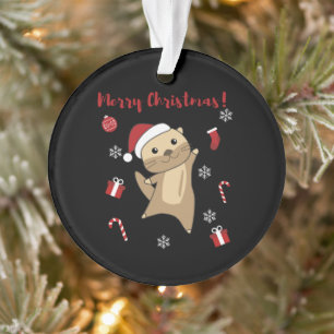 Ornamento Otter Natal Neve Animais de inverno Otter