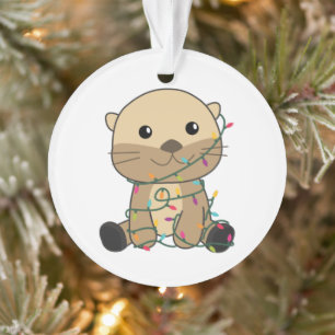 Ornamento Otter Natal Neve Animais de inverno Otter