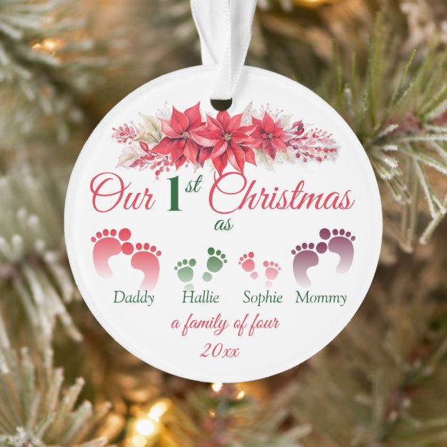 Ornamento Our First Christmas As A Family Of 4  (Árvore)