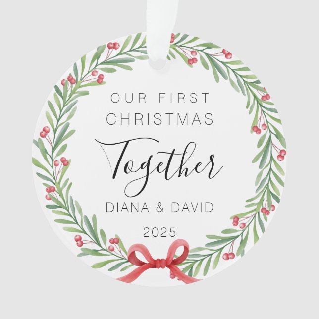 Ornamento Our First Christmas Together 2025 Acrylic Ornament (Frente)