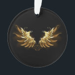 Ornamento Ouro Angel Wings sobre fundo preto<br><div class="desc">Asas brilhantes e ouros anjos sobre fundo escuro. Asas de ouro.</div>