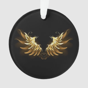 Ornamento Ouro Angel Wings sobre fundo preto