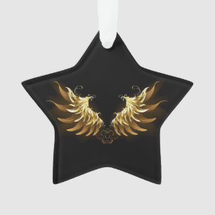 Ornamento Ouro Angel Wings sobre fundo preto