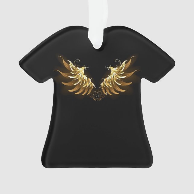 Ornamento Ouro Angel Wings sobre fundo preto (Frente)