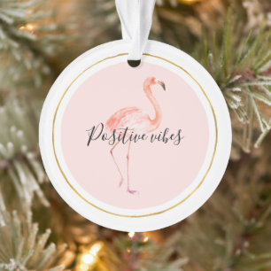 Ornamento Ouro flamingo rosa e quadro personalizados