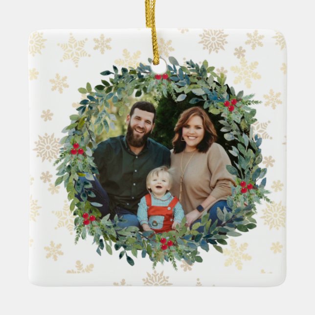 Ornamento ouro Flocos de Neve (Frente)