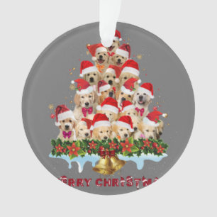 Ornamento Ouro Retriever Santa Hat Xmas Cães Feliz Natal
