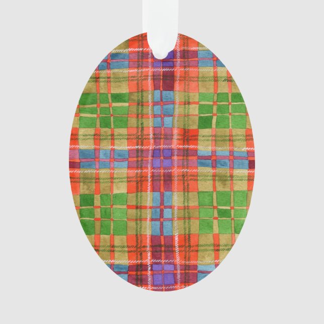 ORNAMENTO OVAL DE ACRÍLICO MAC RAE TARTAN (Frente)
