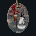 Ornamento Oval Gothic Snowman<br><div class="desc">Muitas pessoas que comprares e coletam ornamentos exclusivos encontram um significado especial em seus ornamentos de manutenção. A coleta de ornamentos é uma forma excelente de se lembrar de entes queridos durante o período de férias de inverno, ou para qualquer evento especial. Os ornamentos são decorações usadas para enfeitar árvores...</div>