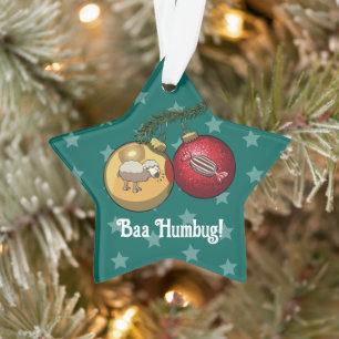 Ornamento Ovelha engraçada Natal doces Baa Humbug Cartoon