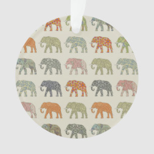 Ornamento Padrão Animal Colorido de Elefante Contemporâneo