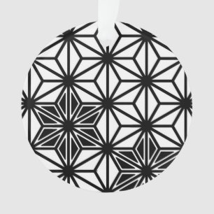 Ornamento Padrão Asanoha japonês - branco e preto