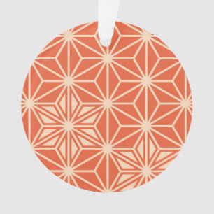 Ornamento Padrão Asanoha japonês - laranja-coral