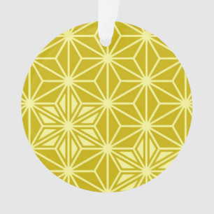 Ornamento Padrão Asanoha japonês - ouro mostarda