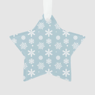 Ornamento Padrão Azul de Flocos de Neve Brancos 1