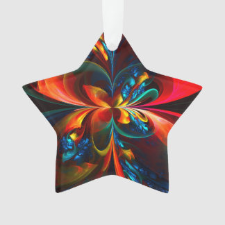 Ornamento Padrão Azul Laranja-Abstrato Floral Moderno #14