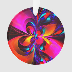 Ornamento Padrão Azul Vermelho Abstrato Floral Moderno #07