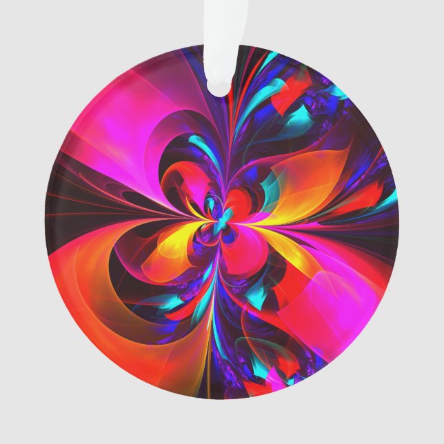 Ornamento Padrão Azul Vermelho Abstrato Floral Moderno #07 (Frente)