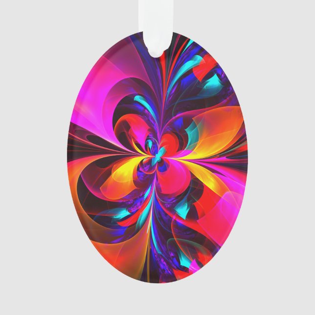 Ornamento Padrão Azul Vermelho Abstrato Floral Moderno #07 (Frente)