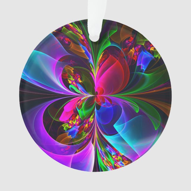 Ornamento Padrão Azul Vermelho Abstrato Floral Moderno #12 (Frente)