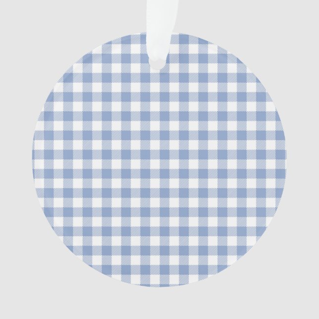Ornamento Padrão clássico Gingham azul verificado (Frente)