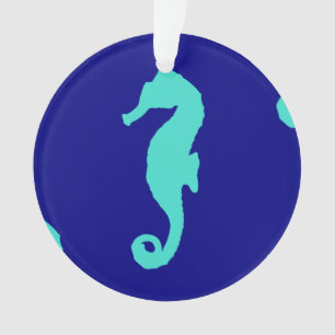 Ornamento Padrão Costeiro de Cavalo Turquesa Azul