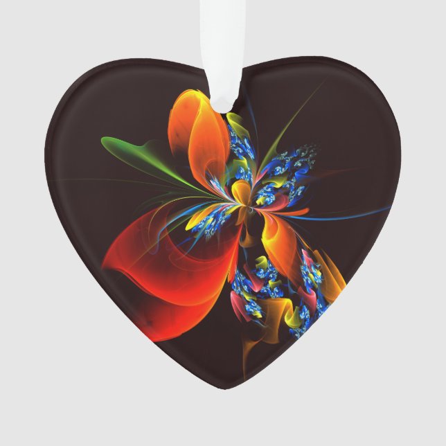 Ornamento Padrão de Abstrato de Arte Floral Azul Laranja Mod (Frente)