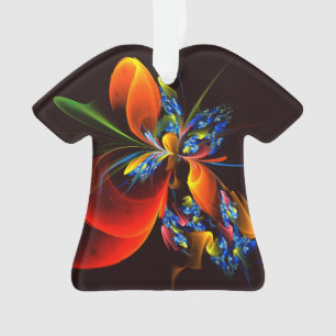 Ornamento Padrão de Abstrato de Arte Floral Azul Laranja Mod