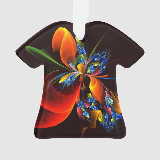 Ornamento Padrão de Abstrato de Arte Floral Azul Laranja Mod (Frente)