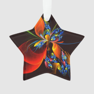 Ornamento Padrão de Abstrato de Arte Floral Azul Laranja Mod