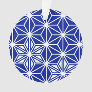 Ornamento Padrão de Asanoha Japonês - azul de cobalto