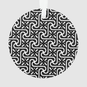 Ornamento padrão de azulejo egípcio, preto e branco
