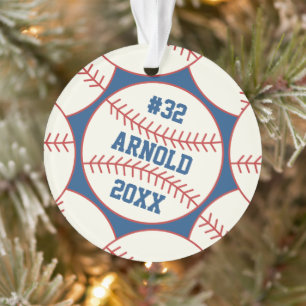Ornamento Padrão de Baseball Adicionar Nome Número Ano Ornam