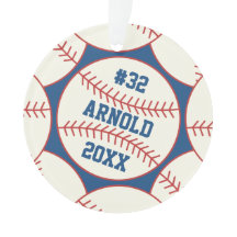 Padrão de Baseball Adicionar Nome Número Ano Ornam