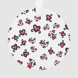 Ornamento Padrão de Corações Cor-de-Rosa – Design Fofo de Ra