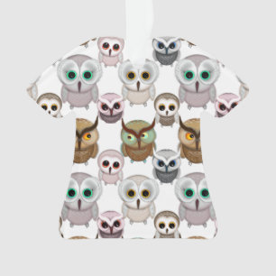Ornamento Padrão de Corujas Ilustradas Adoráveis
