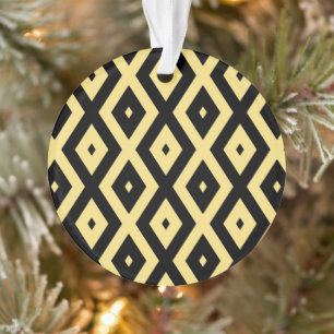 Ornamento Padrão de diamante amarelo-limão e preto