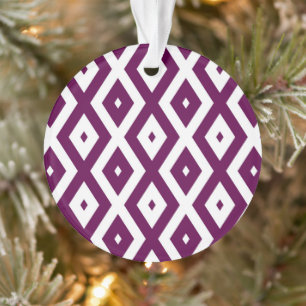 Ornamento Padrão de diamante branco e roxo de ameixa