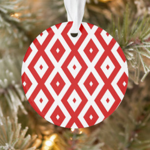 Ornamento Padrão de diamante vermelho e branco