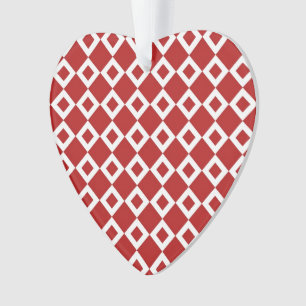 Ornamento Padrão de Diamante Vermelho e Branco