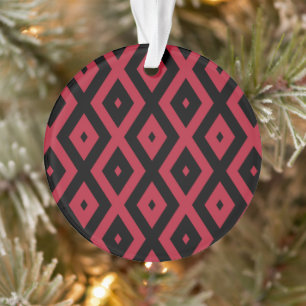 Ornamento Padrão de diamante vermelho e preto